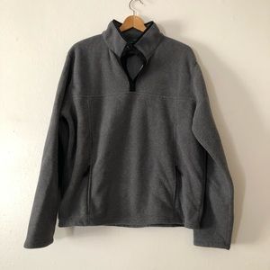 L.L. Bean Gray Quarter Button Fleece Mens M